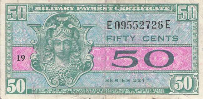 USA MPC Series 521 p.M32 50 Cents 1954 F